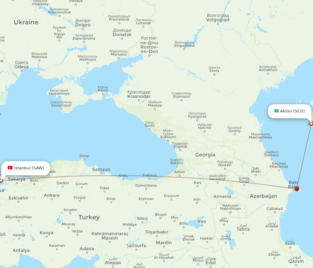 SAW-SCO flight routes
