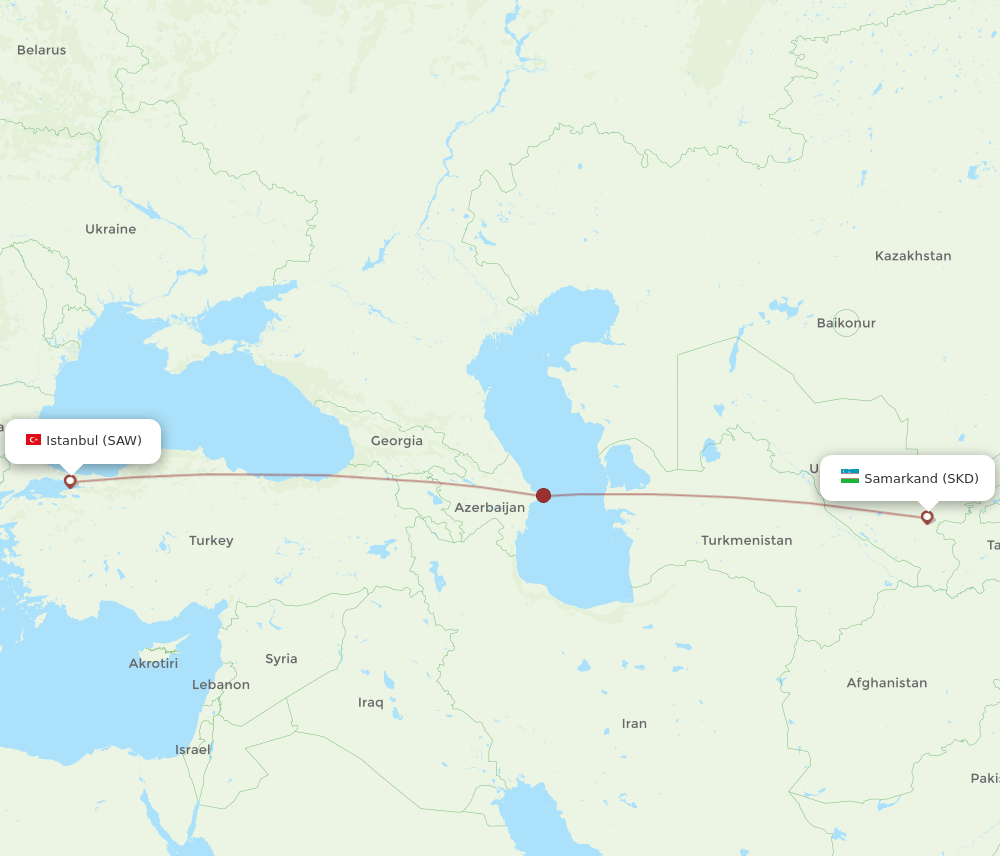 SAW to SKD flights and routes map