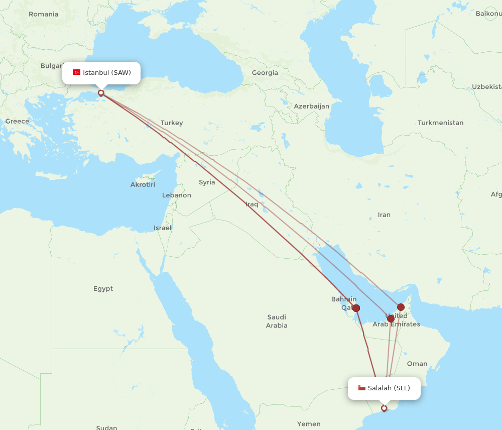 SAW-SLL flight routes