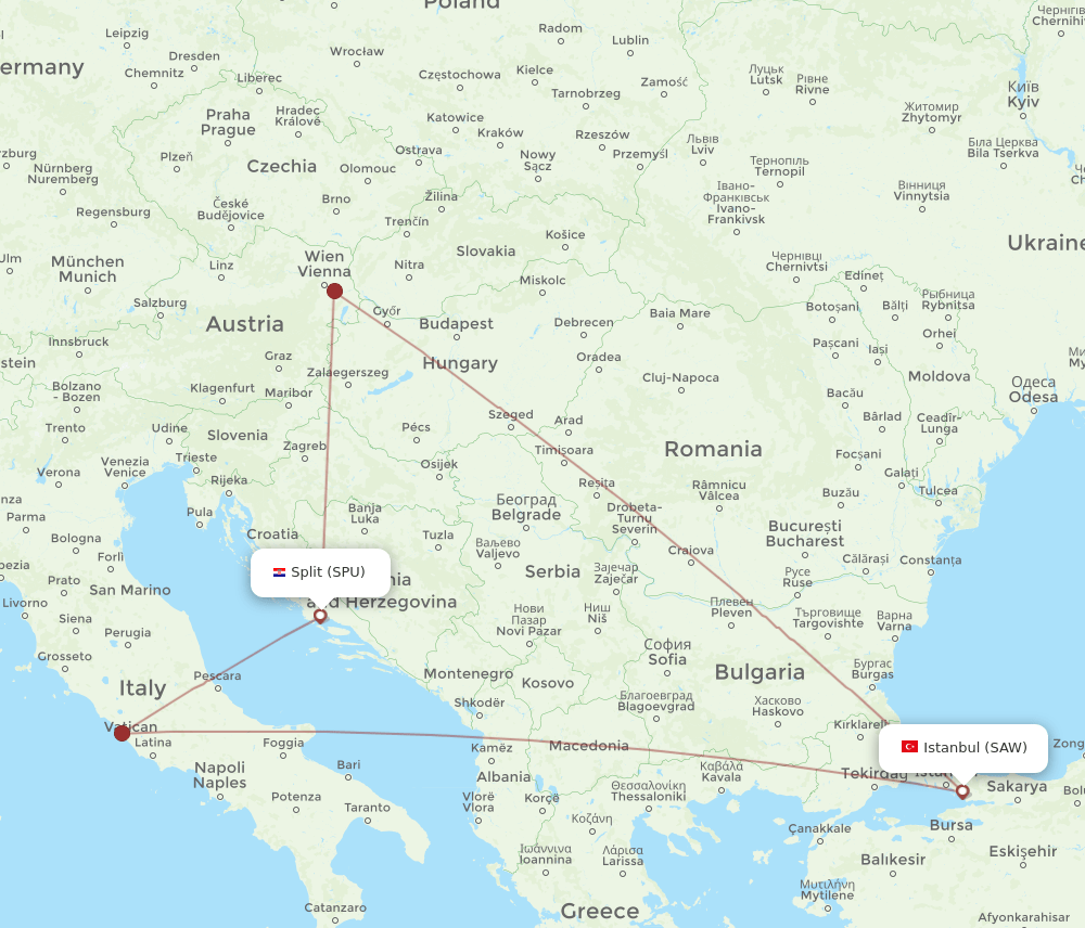 SAW-SPU flight routes