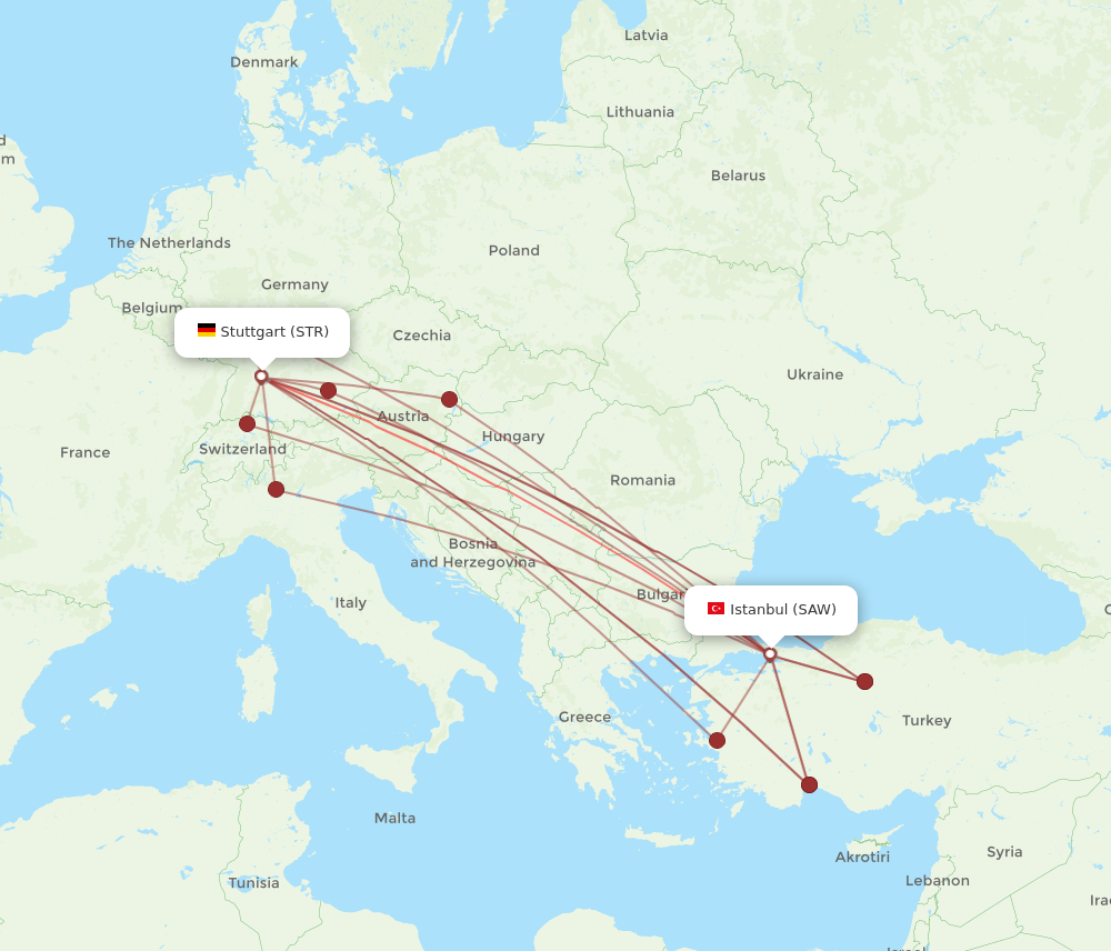 SAW to STR flights and routes map