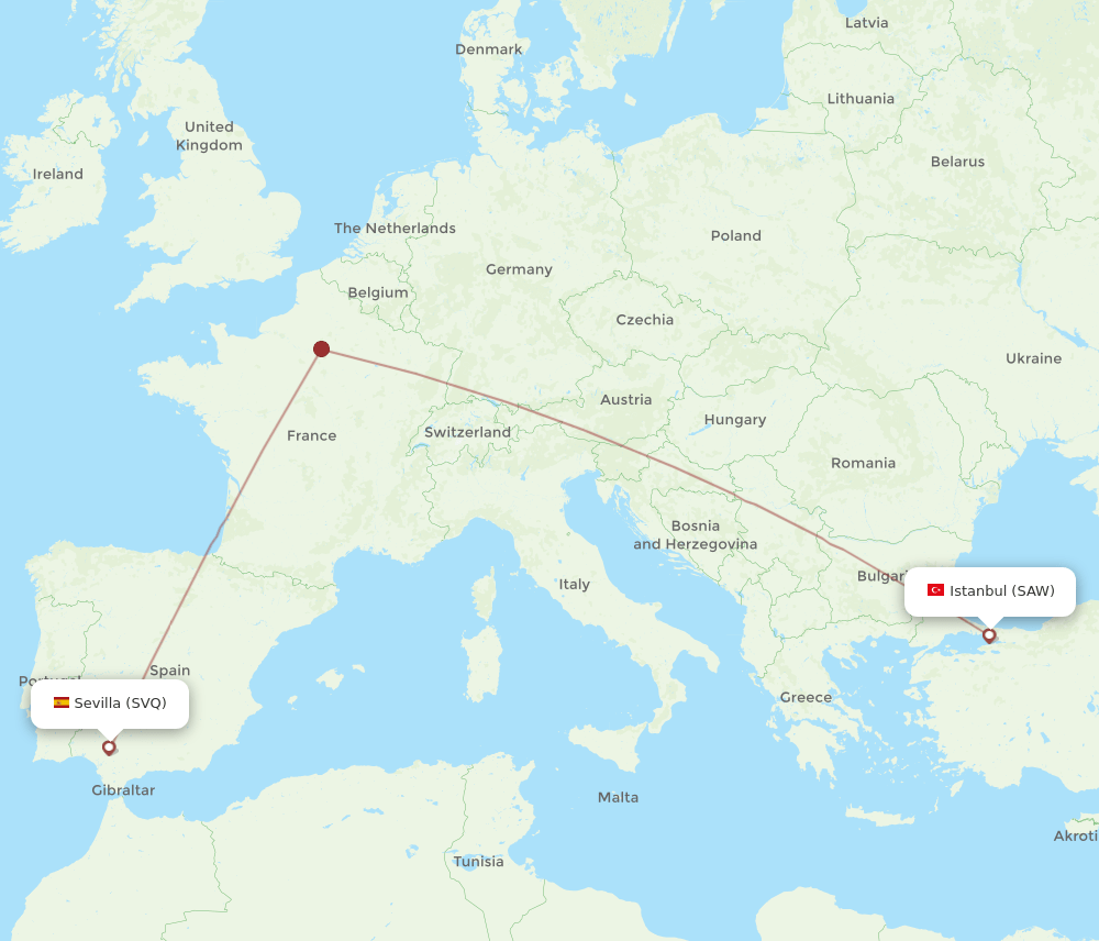 SAW-SVQ flight routes
