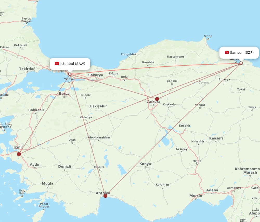 SAW-SZF flight routes