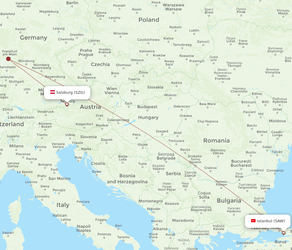 SAW-SZG flight routes