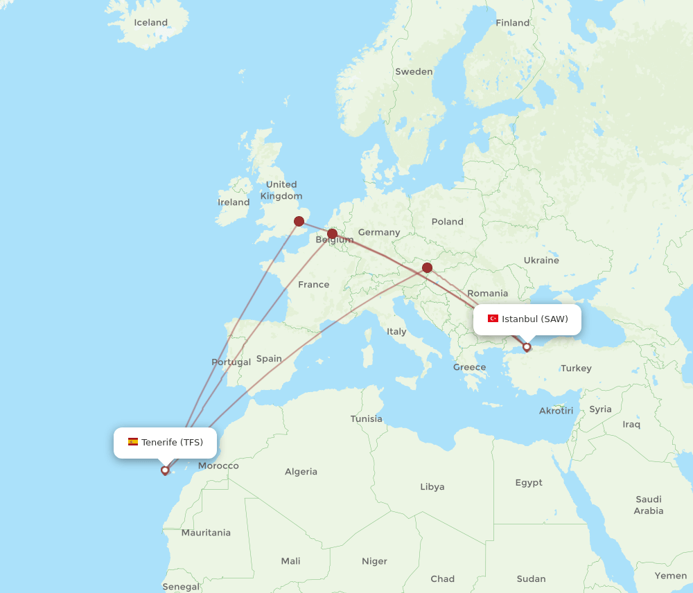 SAW-TFS flight routes