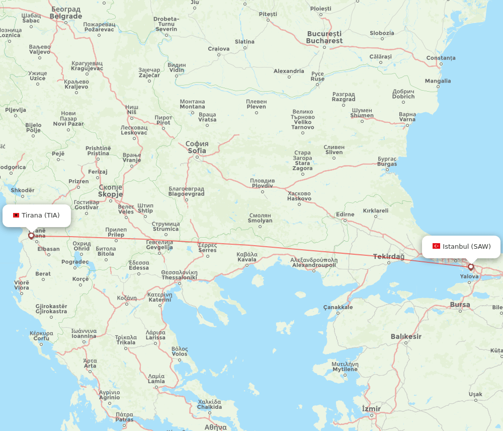 SAW-TIA flight routes