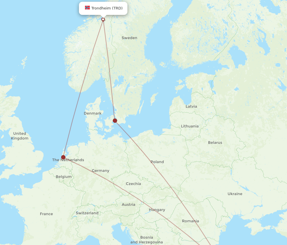 SAW-TRD flight routes