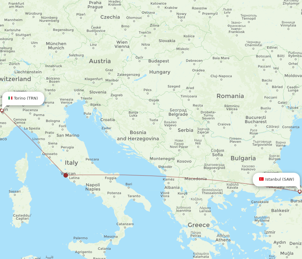 SAW-TRN flight routes