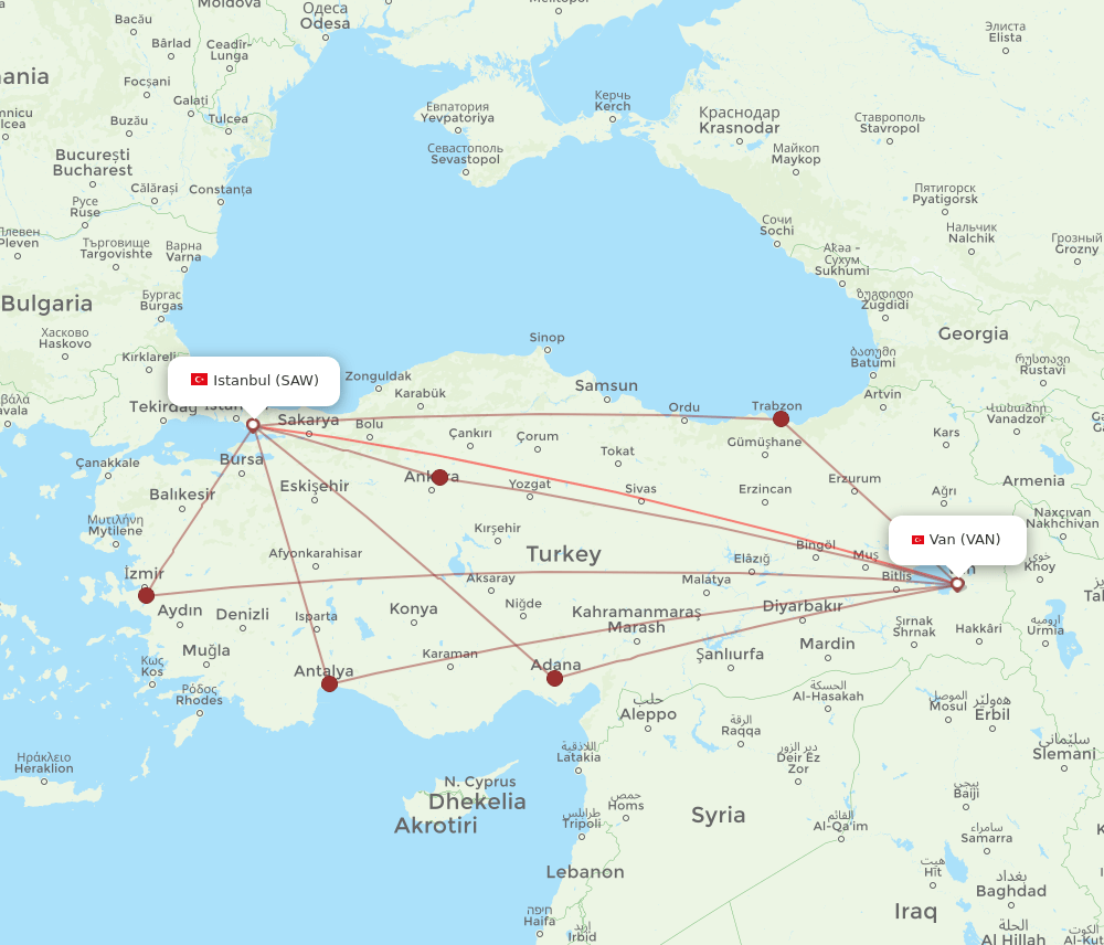 SAW-VAN flight routes