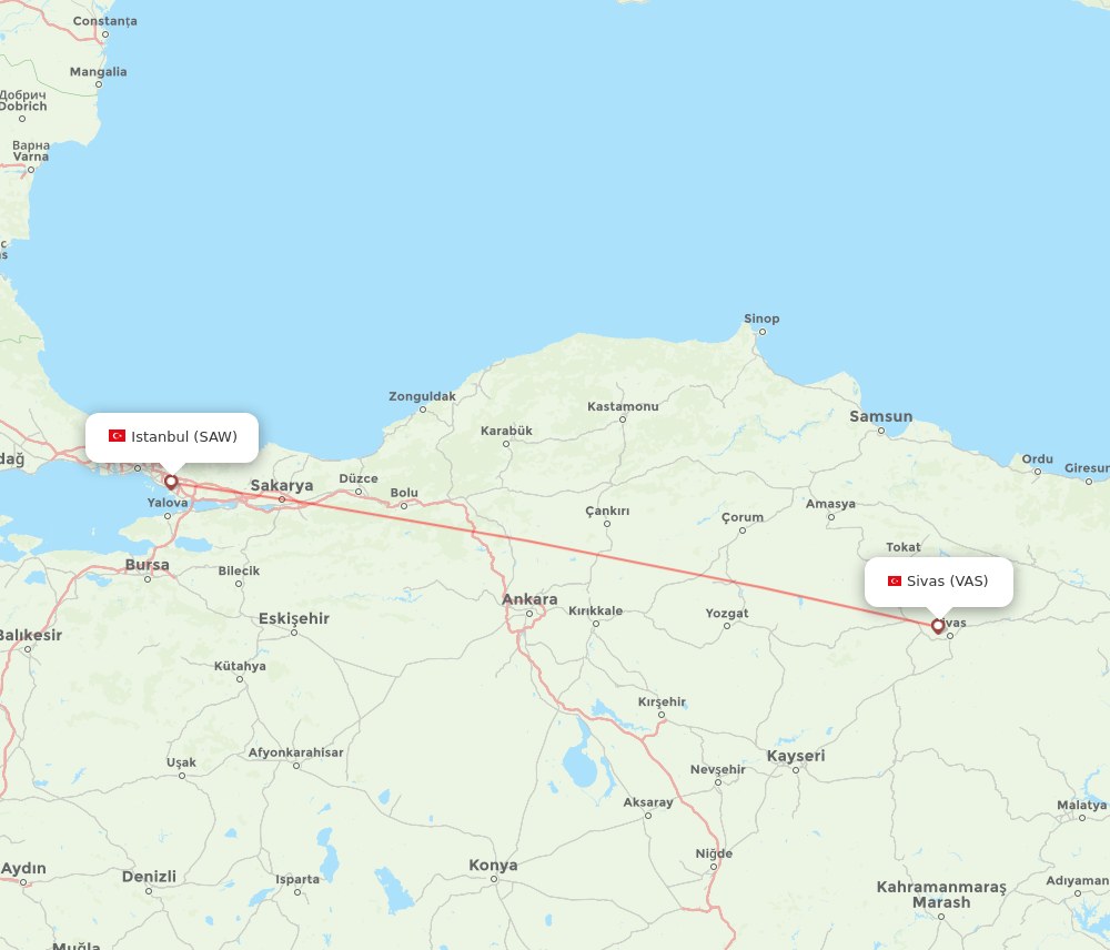 SAW-VAS flight routes