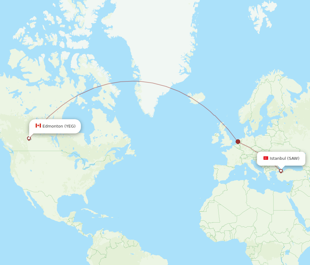 SAW-YEG flight routes