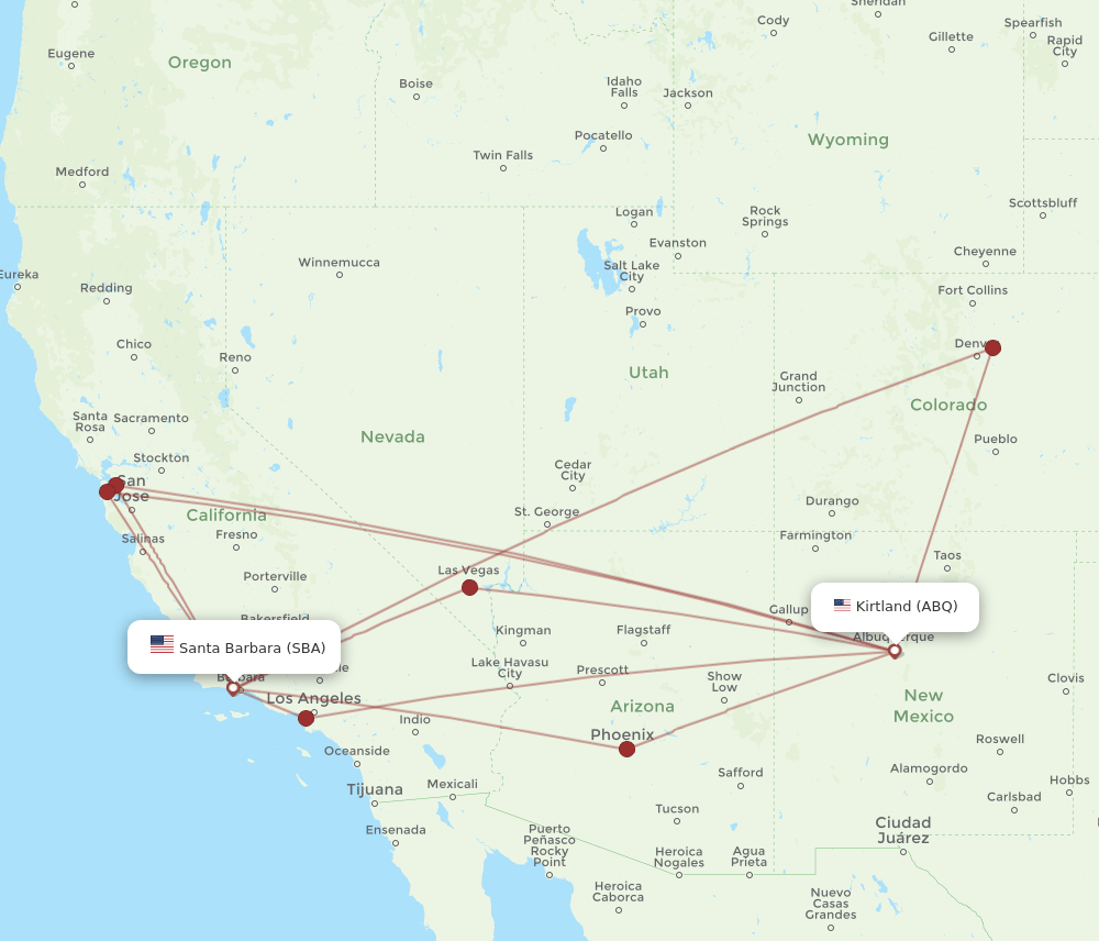 SBA-ABQ flight routes