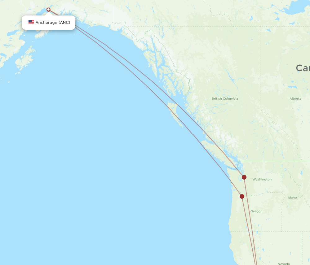 SBA to ANC flights and routes map