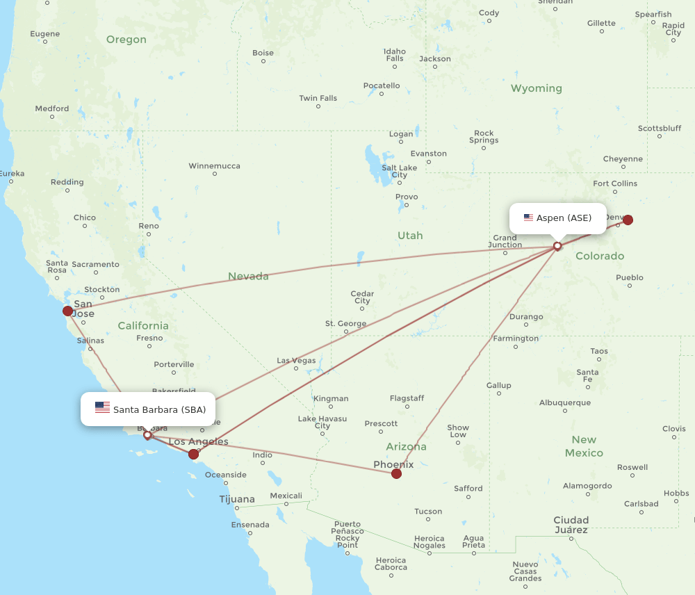SBA-ASE flight routes