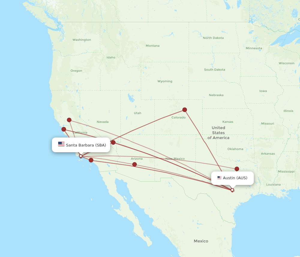 SBA-AUS flight routes