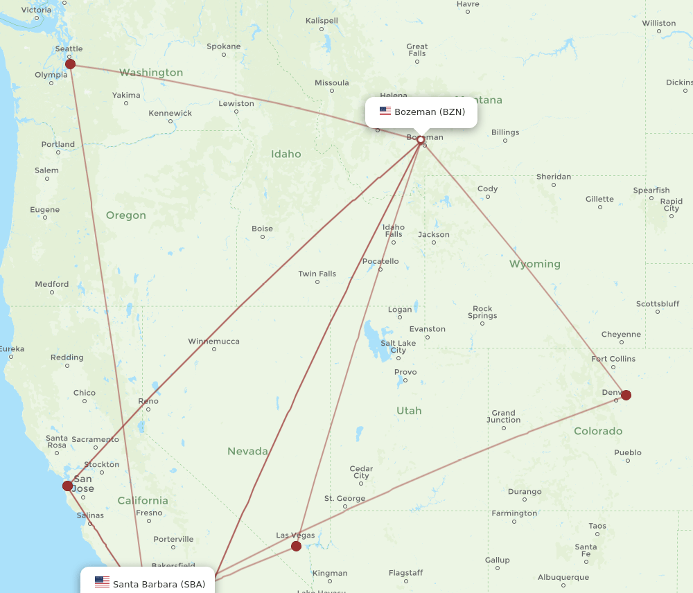 SBA-BZN flight routes