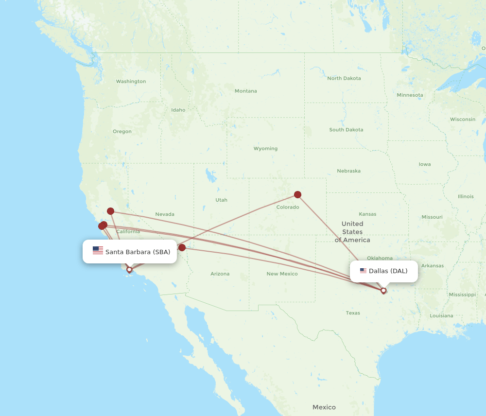 SBA-DAL flight routes