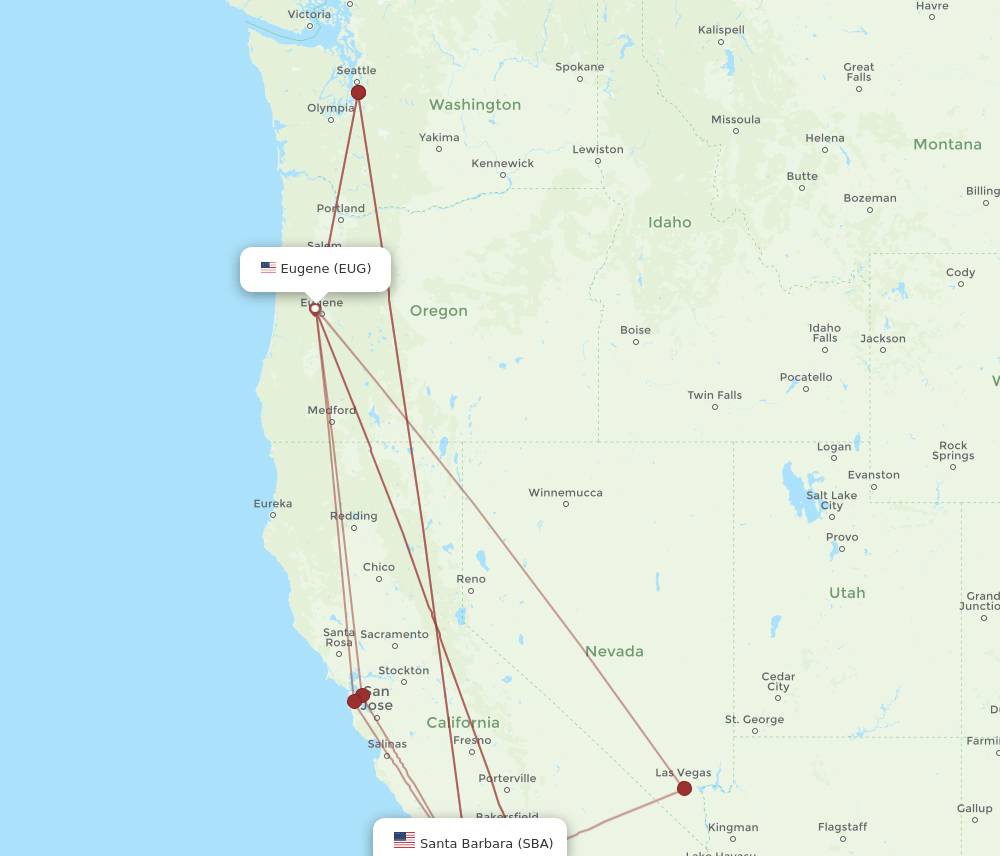 SBA-EUG flight routes