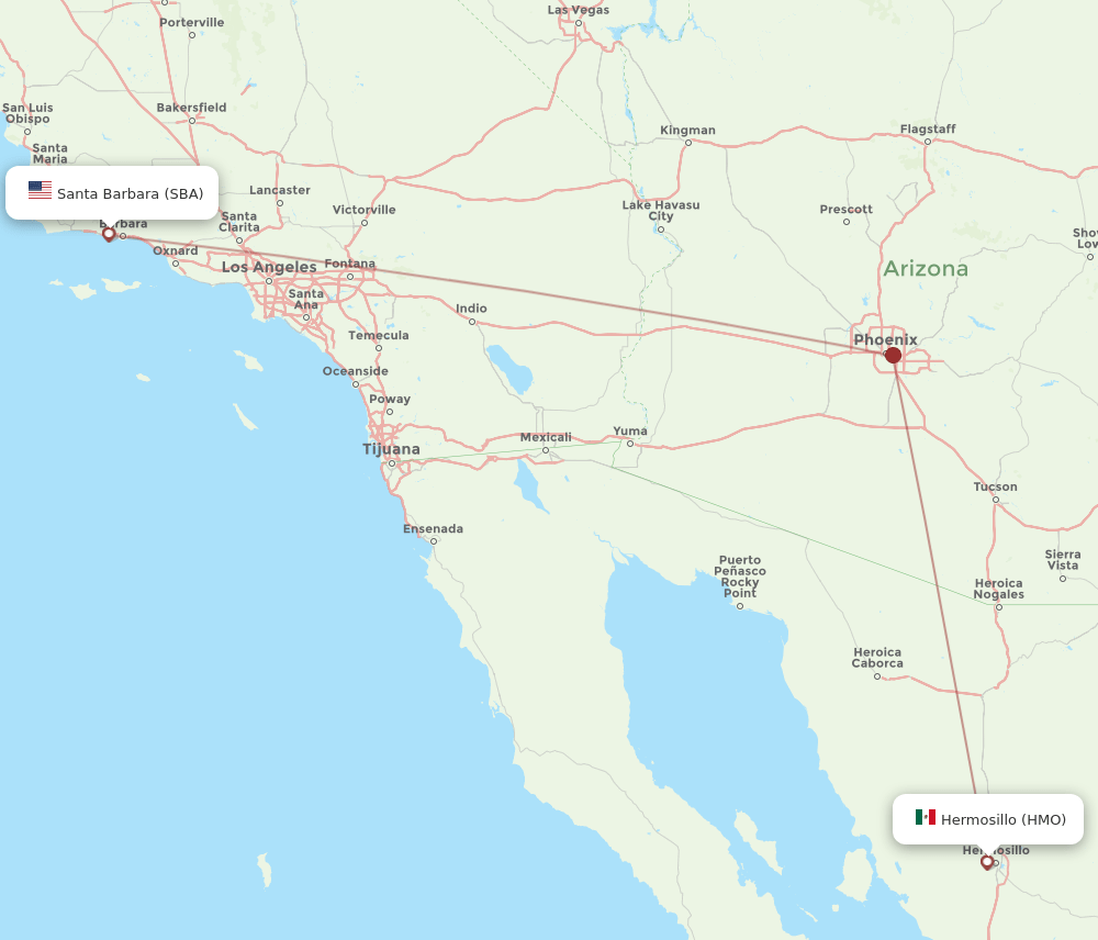 SBA-HMO flight routes