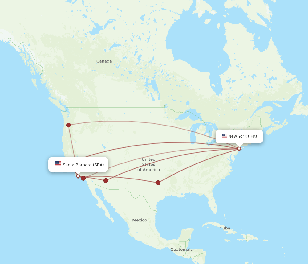 SBA-JFK flight routes
