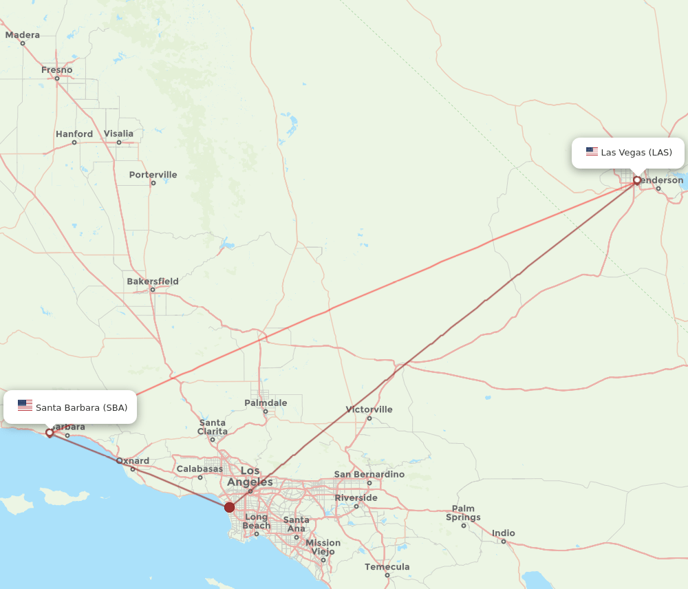 SBA to LAS flights and routes map