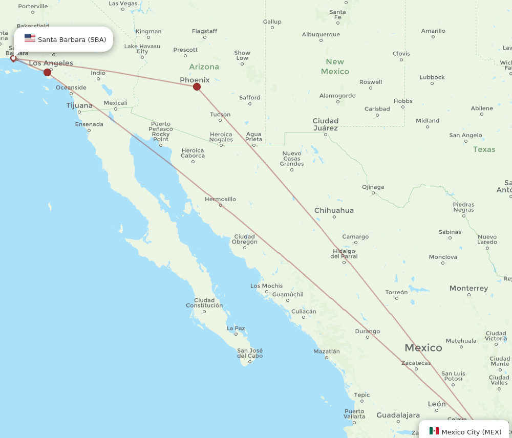 SBA-MEX flight routes