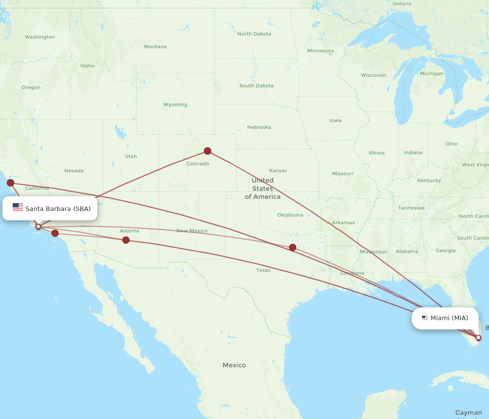 SBA-MIA flight routes