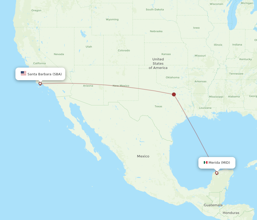 SBA to MID flights and routes map