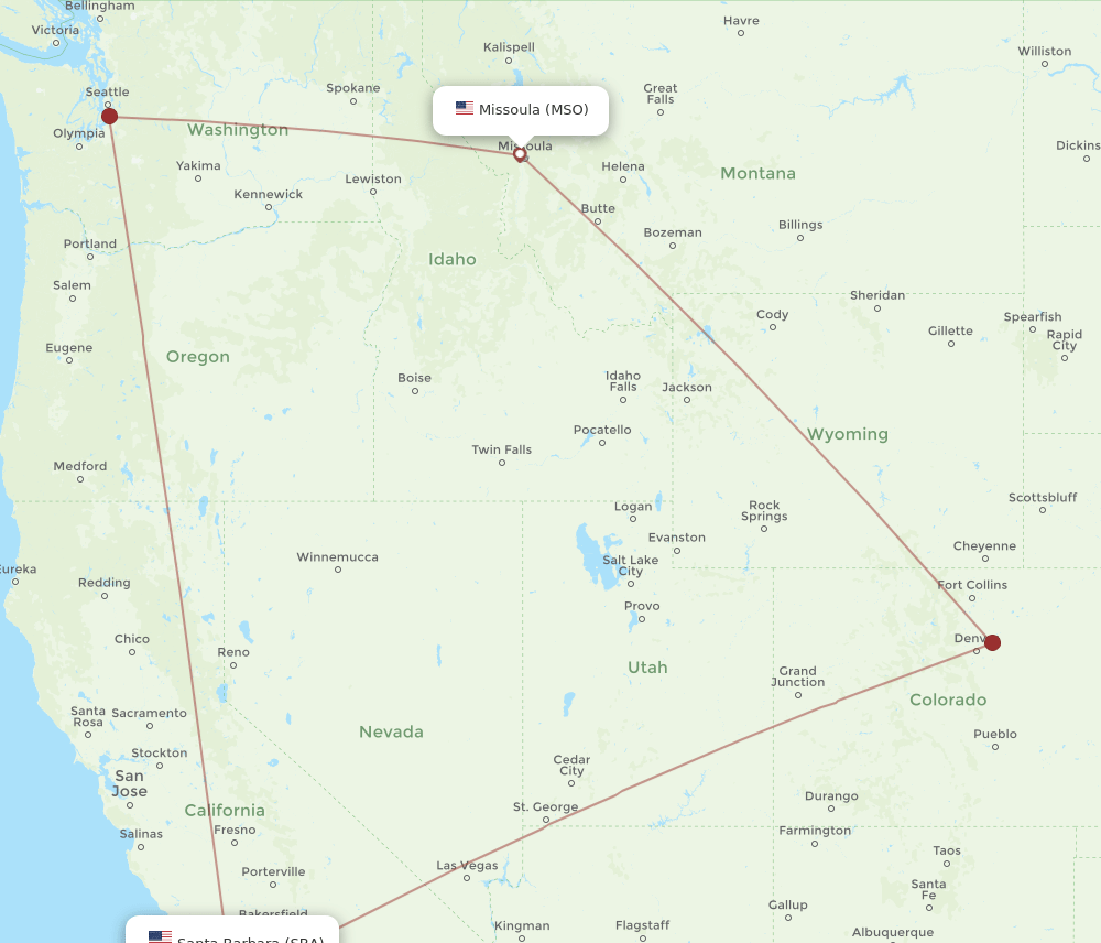SBA-MSO flight routes