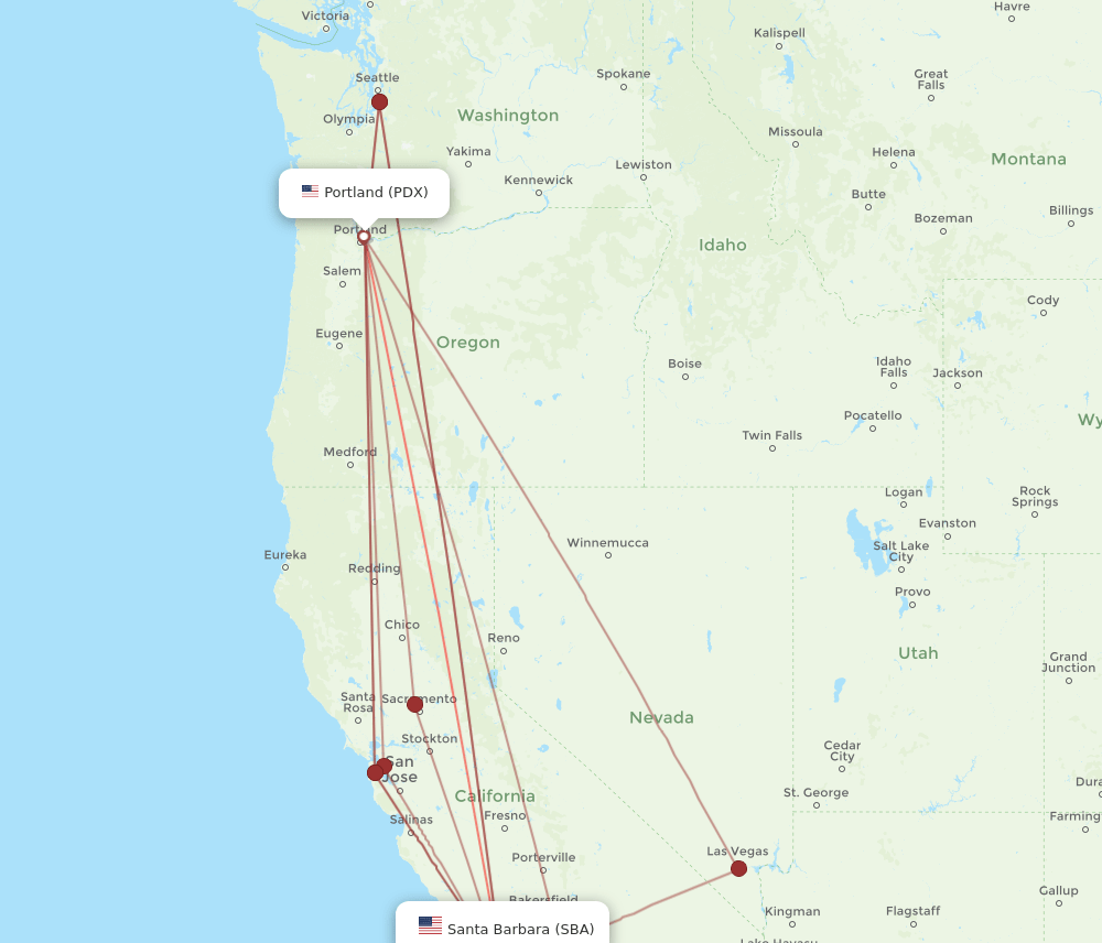 SBA-PDX flight routes