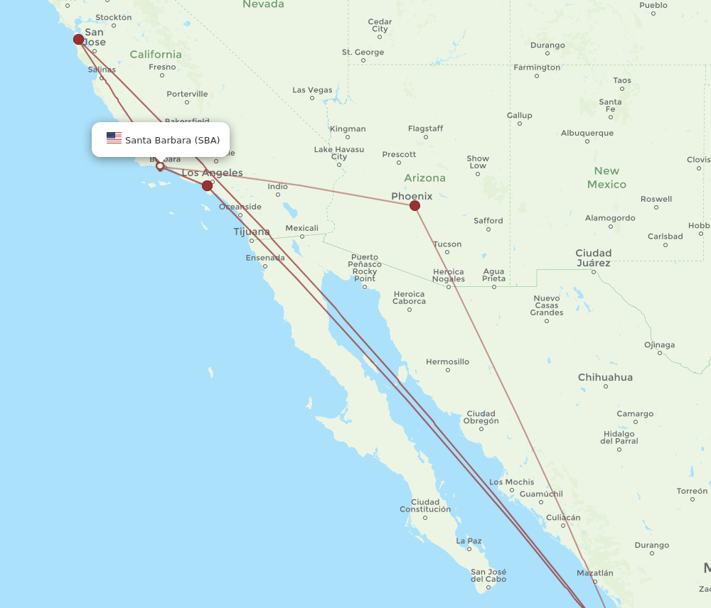 SBA-PVR flight routes