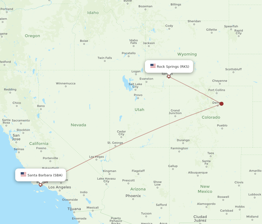 SBA-RKS flight routes