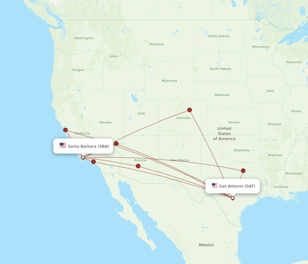 SBA-SAT flight routes