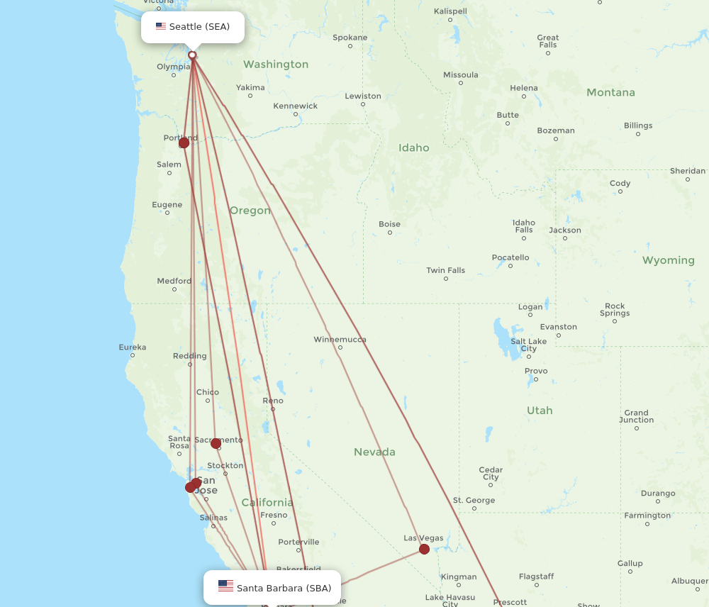SBA-SEA flight routes