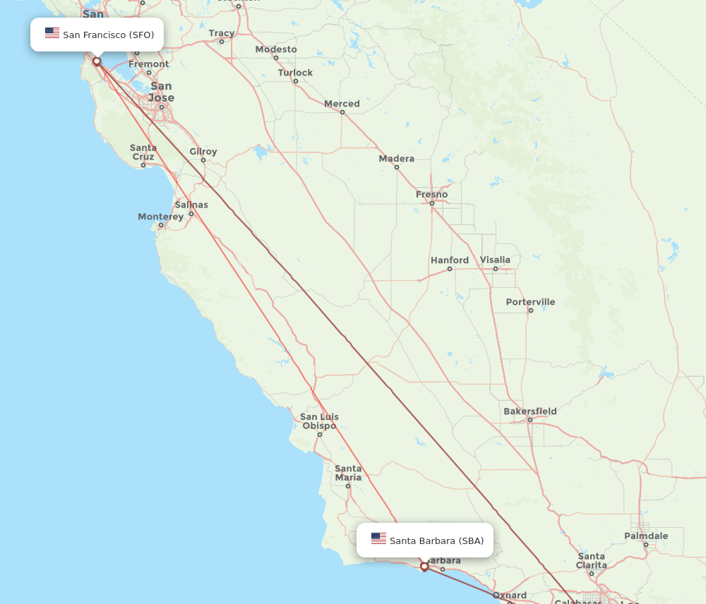 SBA-SFO flight routes