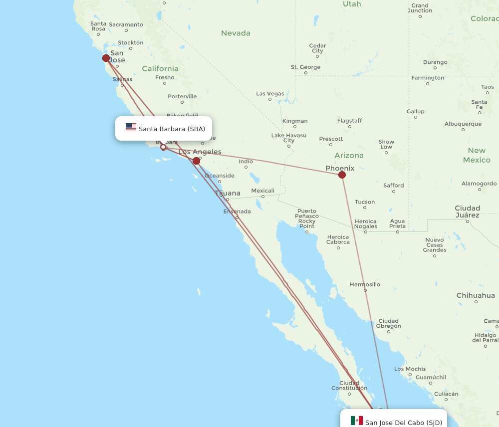 SBA-SJD flight routes