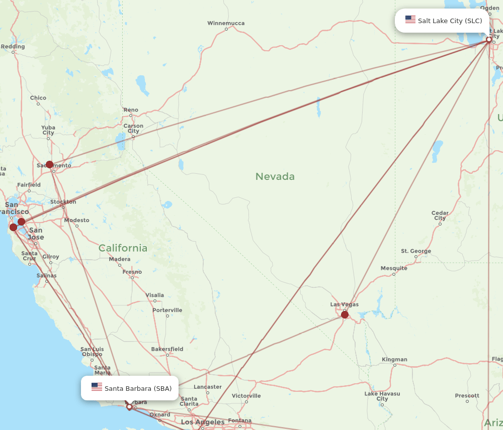 SBA-SLC flight routes
