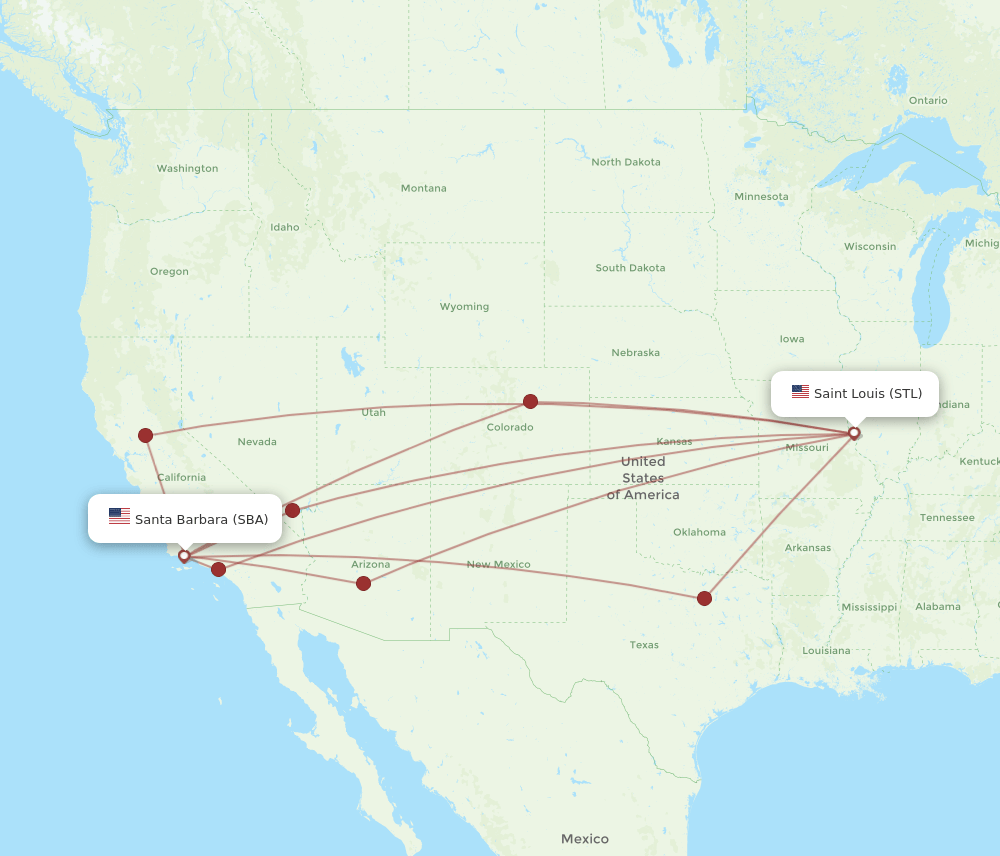 SBA-STL flight routes
