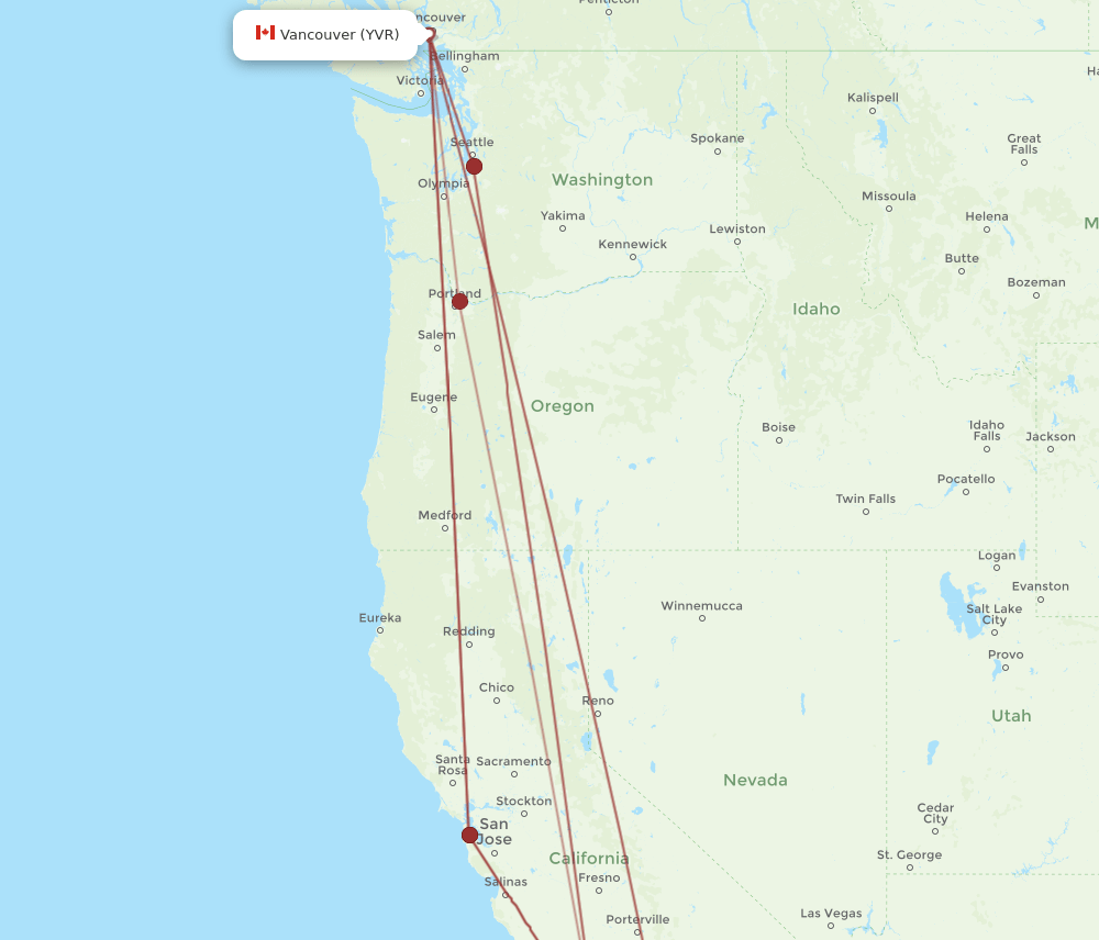 YVR to SBA flights and routes map