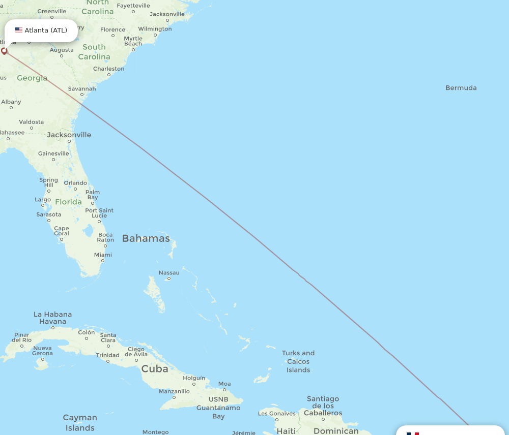 SBH-ATL flight routes