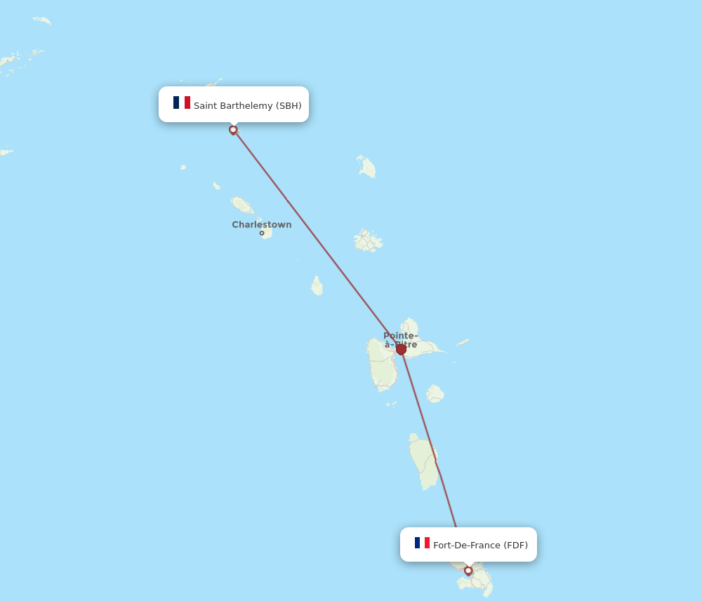 SBH to FDF flights and routes map