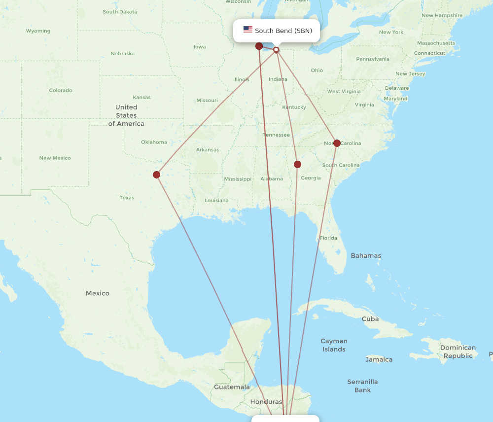 SBN-LIR flight routes