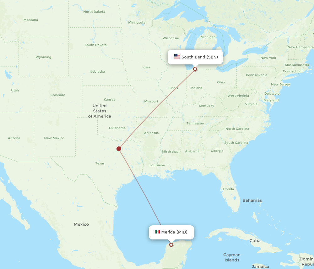 SBN-MID flight routes