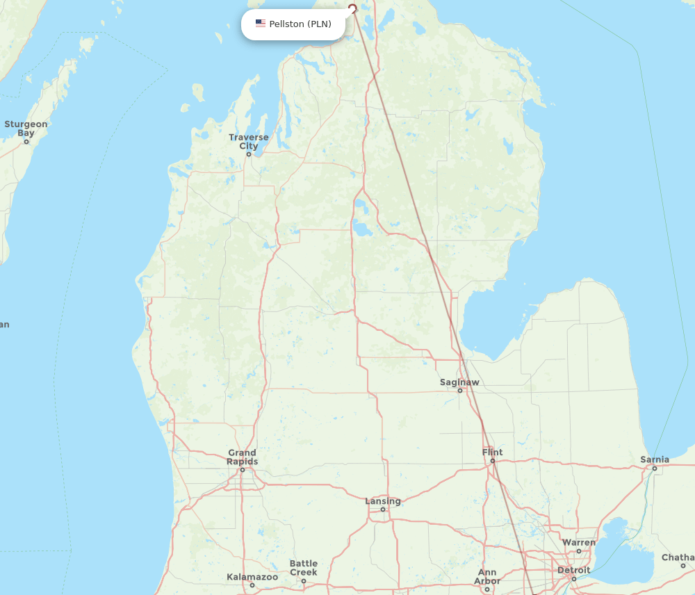PLN to SBN flights and routes map