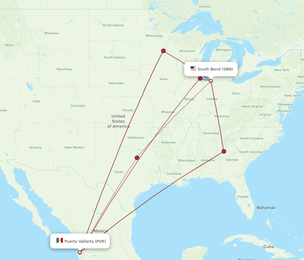 SBN-PVR flight routes
