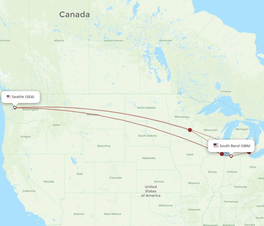 SBN-SEA flight routes