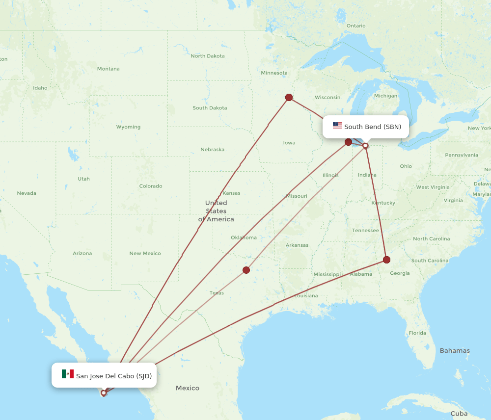 SBN-SJD flight routes