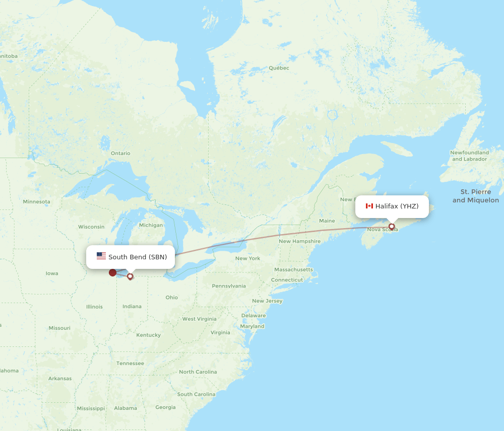 SBN-YHZ flight routes