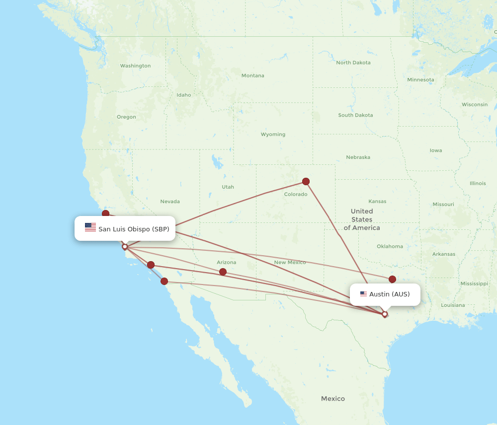 SBP-AUS flight routes