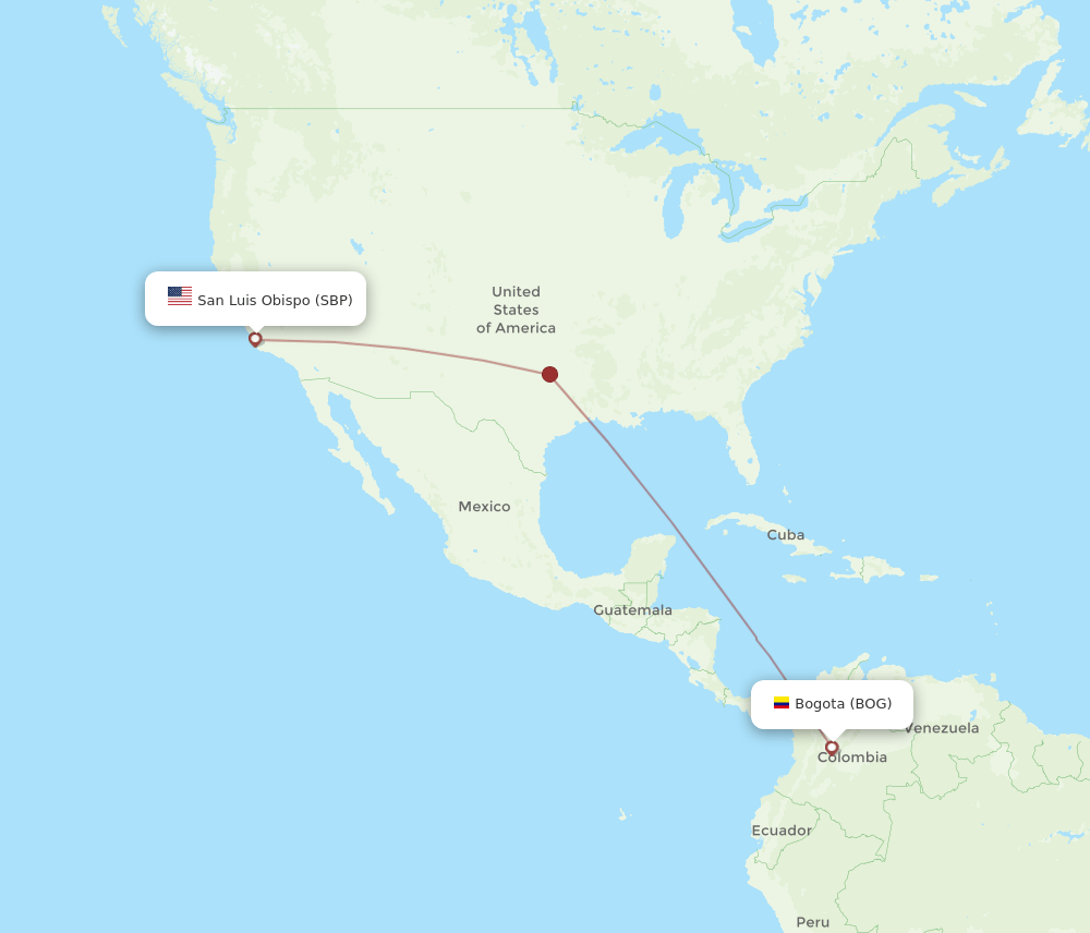 SBP-BOG flight routes